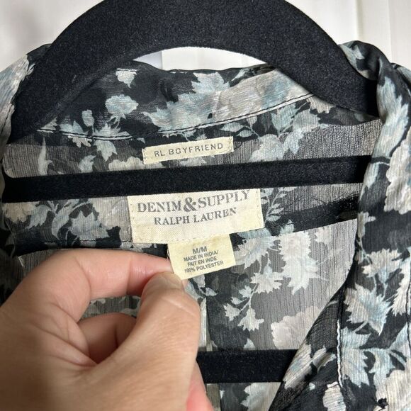 Denim & Supply Shirt Sheer Floral Print Boyfriend Button down Size M - Picture 3 of 8